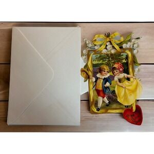 Vintage Punch Studio Valentines Day Card Victorian Inspired Girl Boy Unused